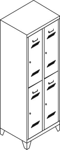 PAVOY Doppelstöckiger Garderobenschrank Basis mit 2x2 Abteilen, Abteilbreite 300 mm