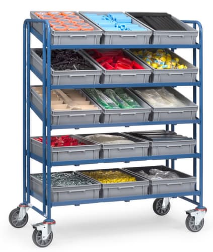 fetra Etagenwagen mit geraden und geneigten Etagen, Traglast 300 kg, 5 Etagen