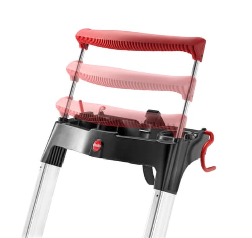 Hailo Einseitige Stufenleiter TopLine L100 mit ausziehbarem Sicherheitsbügel, 5 extra tiefe Riffelblechstufen