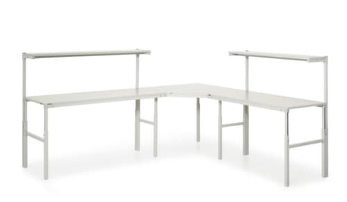 Treston Verkettungselement für Montagetisch mit Ablgeboden, Breite x Tiefe 1100 x 700 mm, Platte RAL7035 Lichtgrau