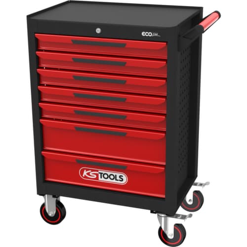 KS Tools ECOline SCHWARZ/ROT Werkstattwagen mit 7 Schubladen und 598 Premium-Werkzeugen