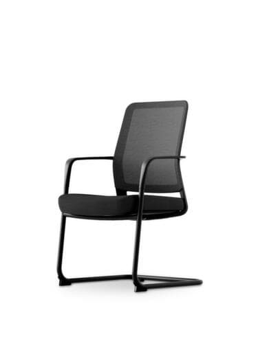 UDOBÄR Freischwinger mit Netzrücken, Sitz Stoff (100% Polyester), schwarz