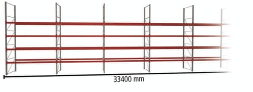 META Palettenregal MULTIPAL für 180 Paletten, 33400 mm breit, 5 Lagerebenen