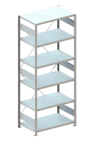 META système d'étagères sans vis CLIP, hauteur x largeur x profondeur 2500 x 1056 x 636 mm, 6 tablettes