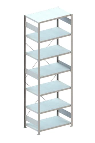 META système d'étagères sans vis CLIP, hauteur x largeur x profondeur 3000 x 1356 x 636 mm, 7 tablettes