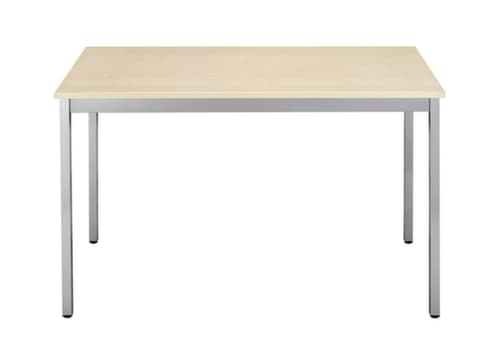 Table polyvalente rectangulaire en tube carré, largeur x profondeur 1600 x 800 mm, panneau érable
