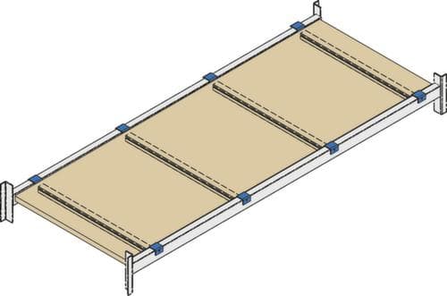 Etagère en bois pour rack à palettes, largeur x profondeur 3600 x 1100 mm