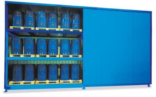 Lacont Conteneur de rayonnage pour produits dangereux pour max. 60 fûts de 200 litres