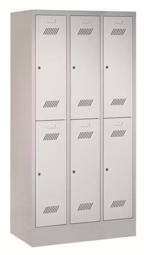 PAVOY Armoire vestiaire à deux niveaux Basis avec 3x2 compartiments, largeur de compartiment 300 mm