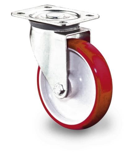 BS-ROLLEN Roue en polyuréthane avec boîtier en tôle d'acier et jantes en plastique