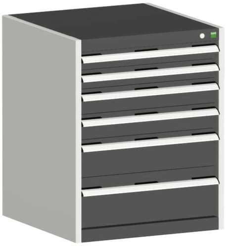 bott Armoire à tiroirs cubio surface de base 650x650 mm, 6 tiroir(s), RAL7035 gris clair/RAL7016 gris anthracite