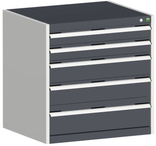 bott Armoire à tiroirs cubio surface de base 800x750 mm, 5 tiroir(s), RAL7035 gris clair/RAL7016 gris anthracite