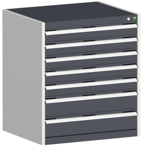 bott Armoire à tiroirs cubio surface de base 800x650 mm, 7 tiroir(s), RAL7035 gris clair/RAL7016 gris anthracite