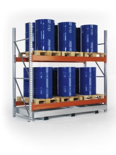 META Rayonnage à palettes MULTIPAL pour fûts et GRV/IBC pour 6 palettes, largeur 1995 mm, 2 niveaux de stockage