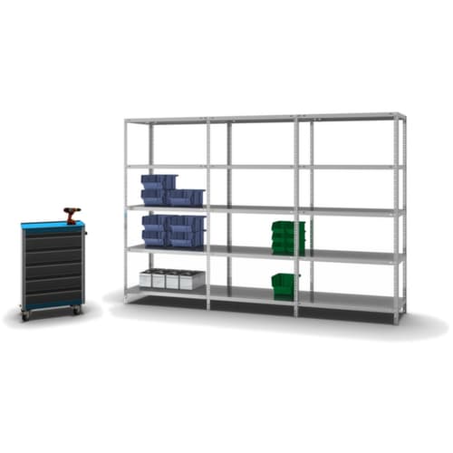 hofe Rayonnage à boulonner élément suivant, 5 tablettes, avec revêtement en zinc anti-corrosion