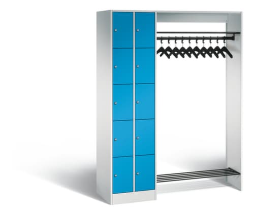 C+P Vestiaire à casiers Classic avec 10 casiers + porte-chapeaux + porte-chaussures, largeur 1410 mm