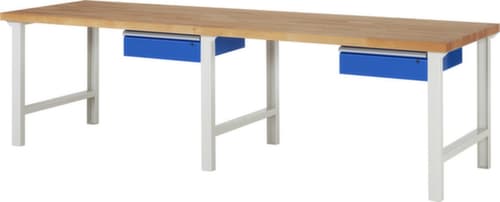 RAU Établi à hauteur réglable Serie 7000, 2 tiroirs, RAL7035 gris clair/RAL5010 bleu gentiane