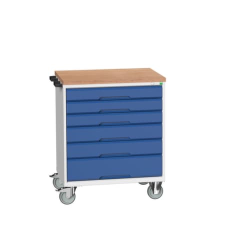 bott Chariot à outils verso, 6 tiroirs, RAL7035 gris clair/RAL5010 bleu gentiane