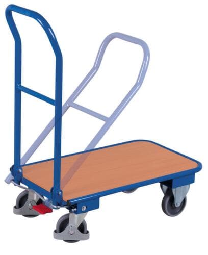 VARIOfit Chariot avec barre de poussée pliable avec plateforme en bois