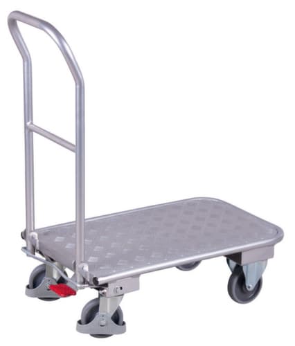 VARIOfit Chariot avec barre de poussée pliable avec plateforme en bois