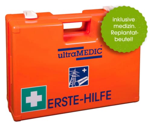 ultraMEDIC Mallette de premiers secours avec remplissage spécifique au secteur, calage selon DIN 13157