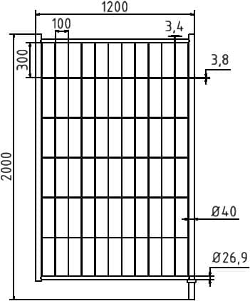 Schake Porte pour clôture mobile, hauteur x largeur 2000 x 1200 mm