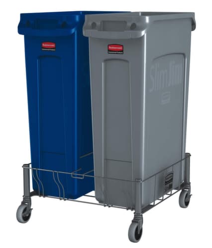 Rubbermaid chariot Slim Jim® pour 2 collecteurs de matières recyclables, pour 60 - 87 l bacs, acier inoxydable