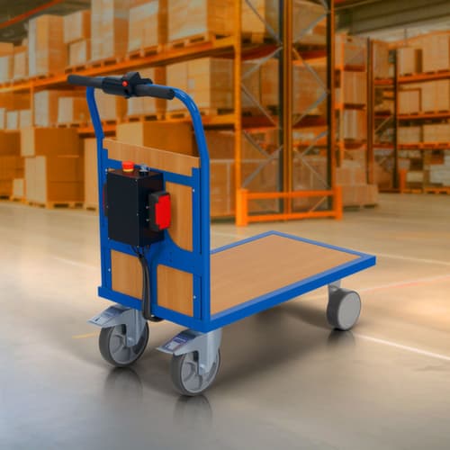 BS-ROLLEN Chariot à ridelles électrique BS-eTec, force 500 kg, plateau longueur x largeur 1000 x 600 mm