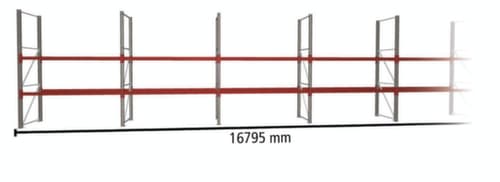 META Rayonnage à palettes MULTIPAL pour 36 palettes, largeur 16795 mm, 3 niveaux de stockage