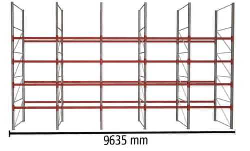 META Rayonnage à palettes MULTIPAL pour 50 palettes, largeur 9635 mm, 5 niveaux de stockage