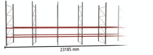META Rayonnage à palettes MULTIPAL pour 60 palettes, largeur 23185 mm, 3 niveaux de stockage
