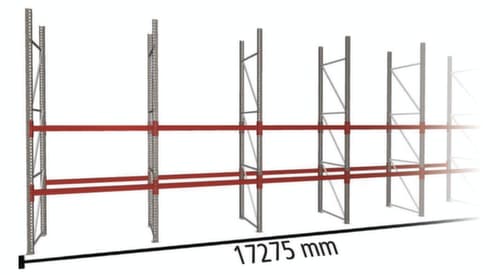META Rayonnage à palettes MULTIPAL pour 81 palettes, largeur 17275 mm, 3 niveaux de stockage