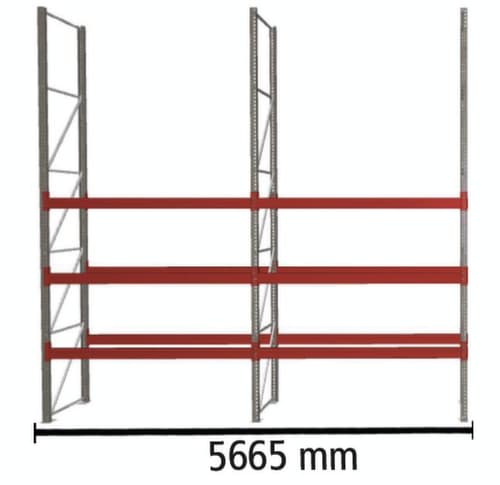 META Rayonnage à palettes MULTIPAL pour 16 palettes, largeur 5665 mm, 4 niveaux de stockage