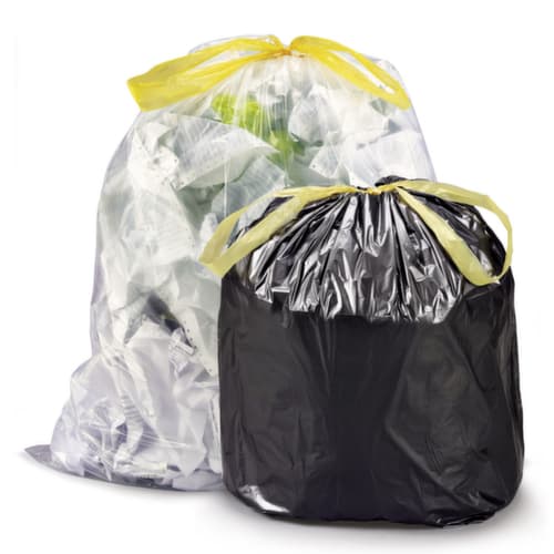 100 sacs-poubelle transparent avec liens 80% recyclé