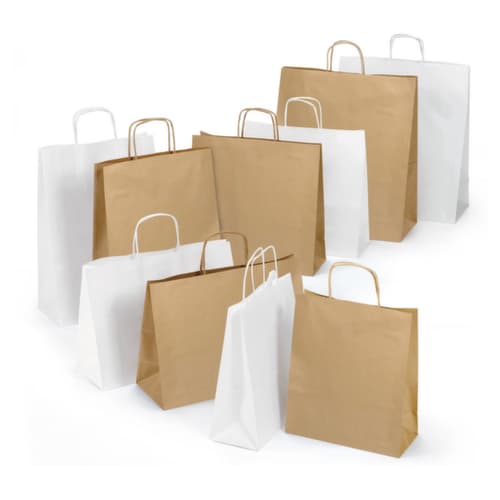 100 sacs kraft blancs à poignées torsadées RAJA