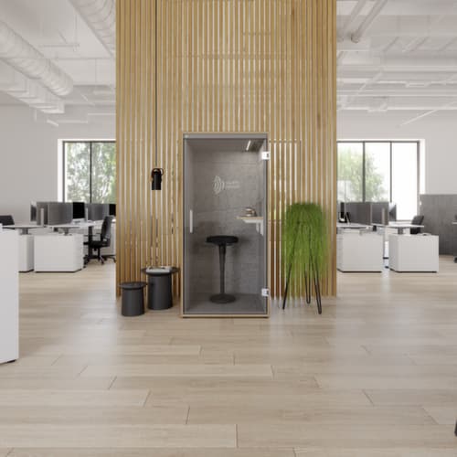 cabine téléphonique Silent Space, hauteur x largeur 2175 x 1035 mm, paroi gris chiné/blanc