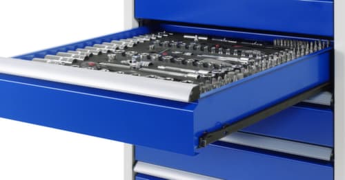 RAU Schubladenschrank Serie 7000, 6 Schublade(n), RAL7035 Lichtgrau/RAL5010 Enzianblau