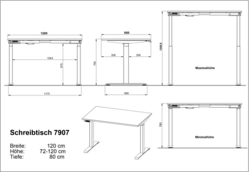 Höhenverstellbarer Schreibtisch GW-MAILAND