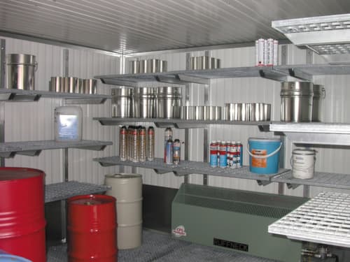 Rayonnage à caillebotis pour conteneur pour produits dangereux, largeur x profondeur 2600 x 500 mm