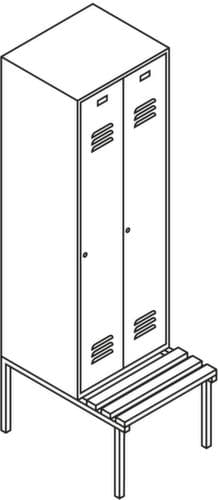 PAVOY Armoire vestiaire Basis avec banc + 3 compartiments, largeur de compartiment 300 mm