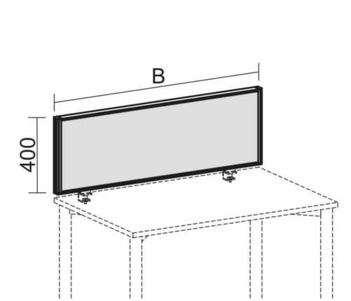 Gera Cloison de table insonorisante Pro ProfiLine, hauteur x largeur 400 x 1400 mm, paroi gris