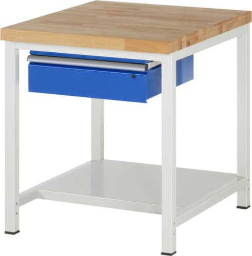 RAU Établi à hauteur réglable Serie 8000, 1 tiroir, 1 tablette, RAL7035 gris clair/RAL5010 bleu gentiane