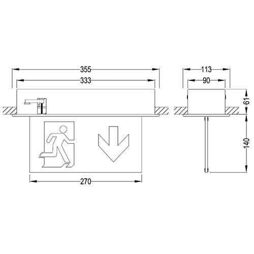 B-Safety Lampe de signalisation DEL L-LUX Standard, fixation Pour montage au plafond