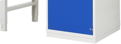 RAU Werkbank Serie 7000 mit Containergestell, 10 Schubladen, RAL7035 Lichtgrau/RAL5010 Enzianblau